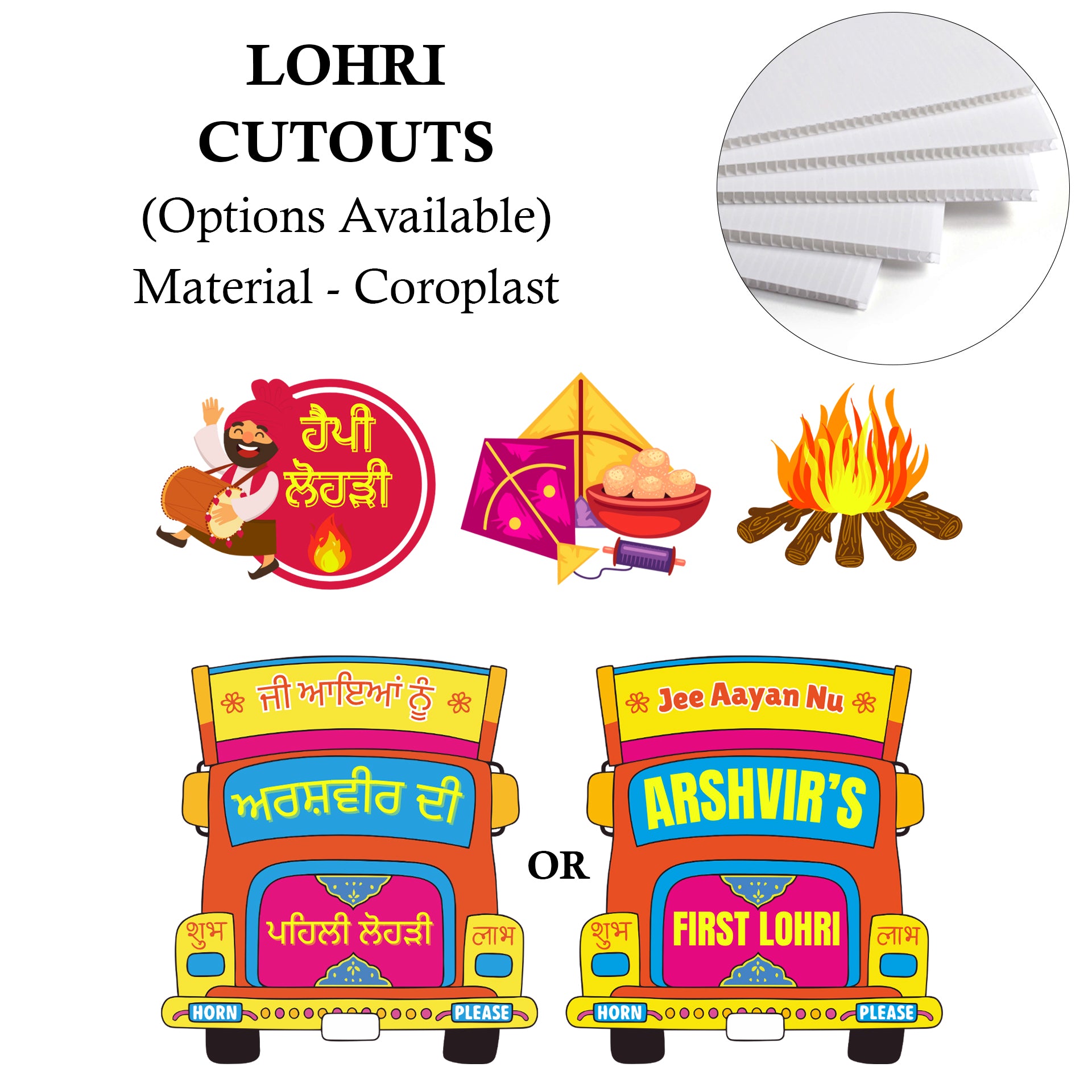 Lohri Party Cutouts / Props