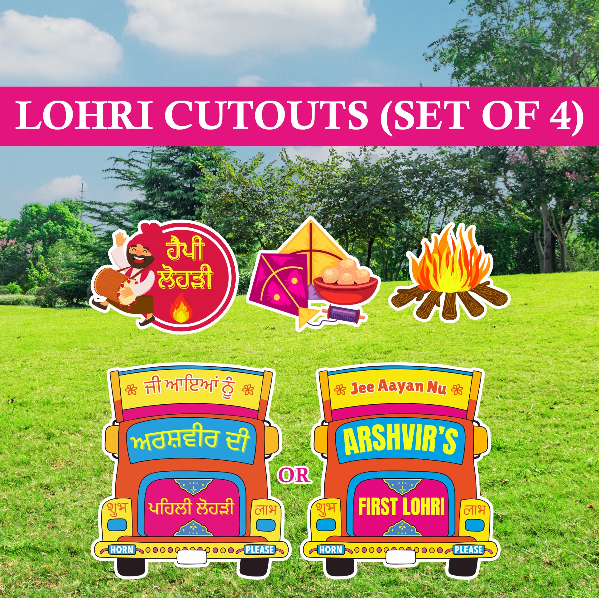 Lohri Party Cutouts / Props