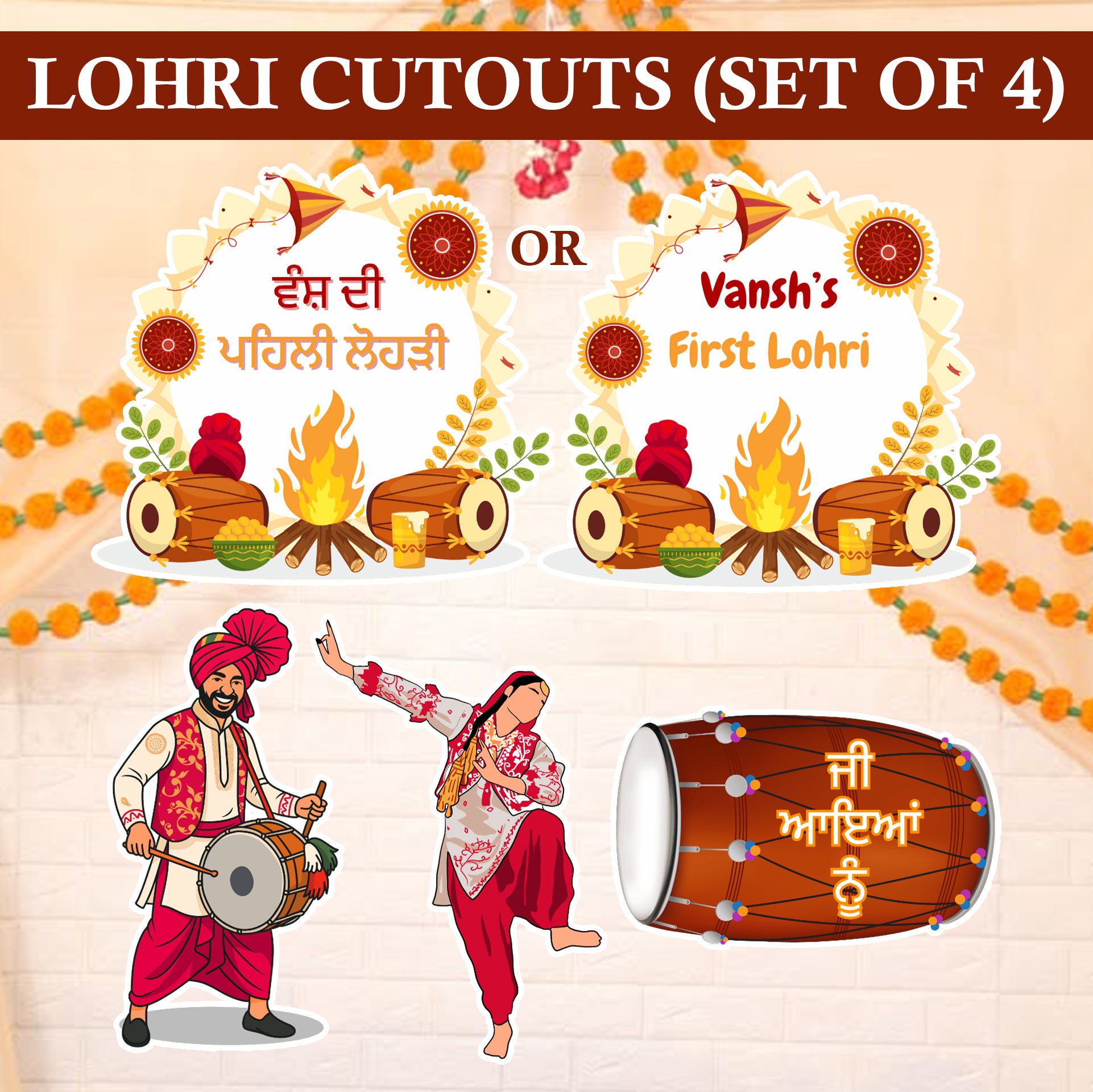 Lohri Party Cutouts / Props