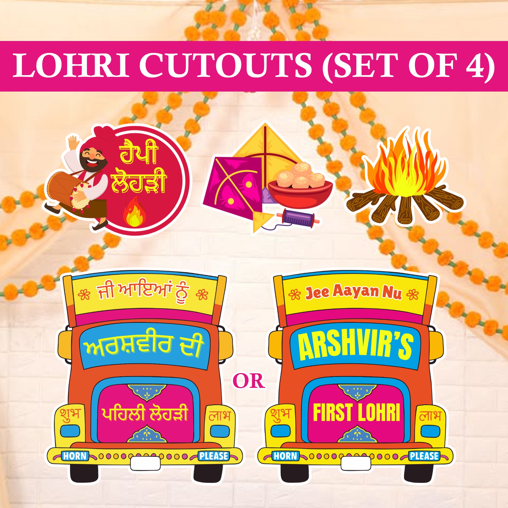 Lohri Party Cutouts / Props