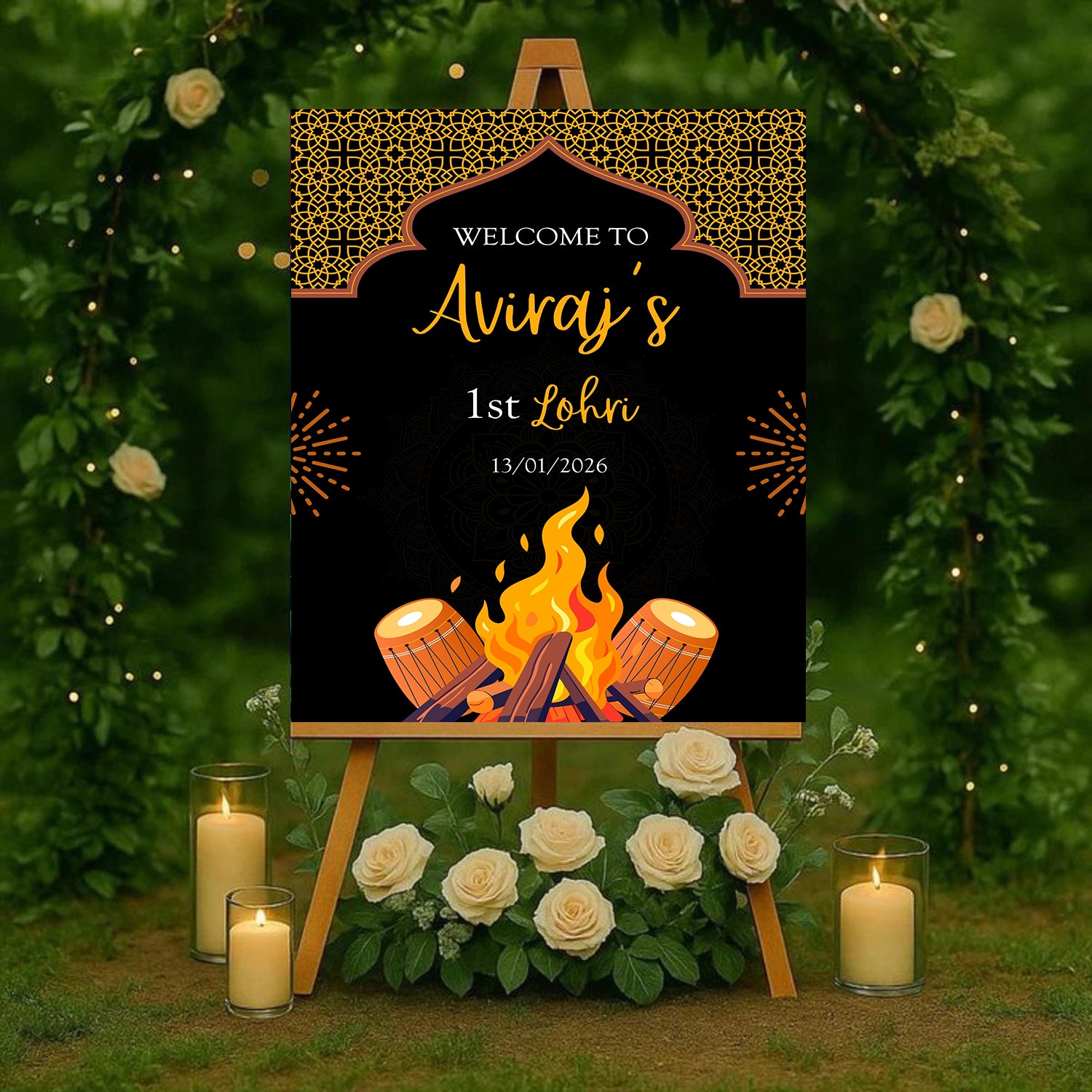 Lohri Party Personalized Yard Sign/Welcome Board