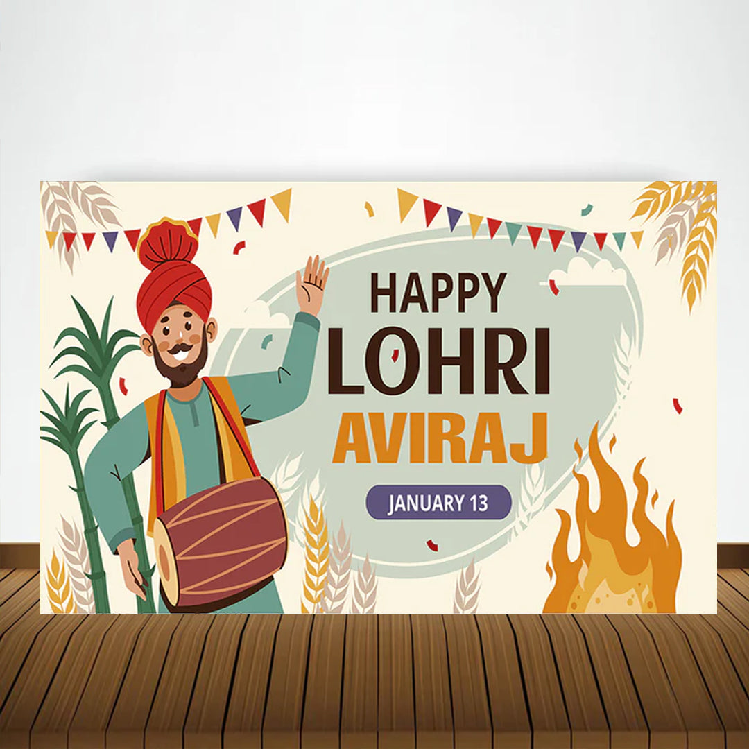 Lohri Party Personalized Backdrop Decoration