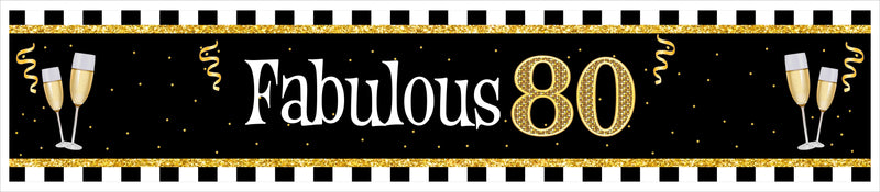 80th Theme Birthday Party Long Banner for Decoration