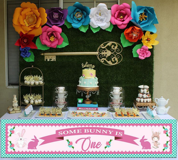 Bunny Birthday Party Long Banner for Decoration