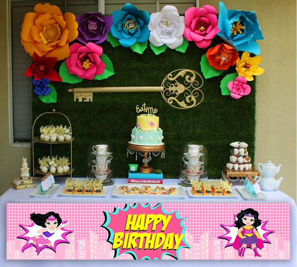 Super Girl Birthday Party Long Banner for Decoration