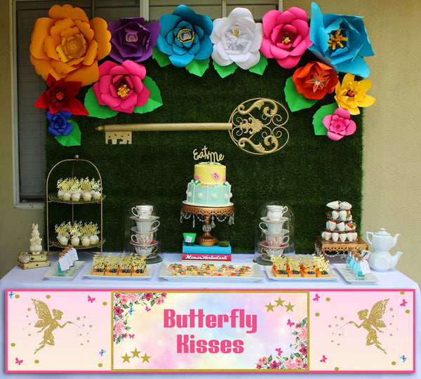 Butterflies and Fairies Theme Birthday Party Long Banner for Decoration