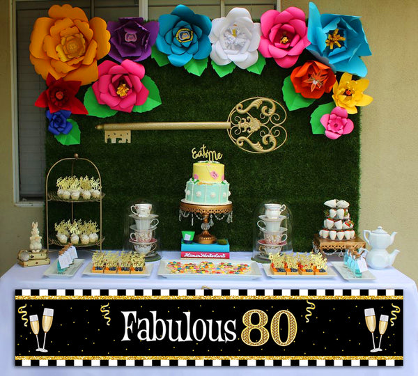 80th Theme Birthday Party Long Banner for Decoration