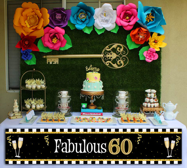 60th Theme Birthday Party Long Banner for Decoration