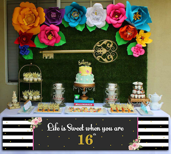 16th Theme Birthday Party Long Banner for Decoration