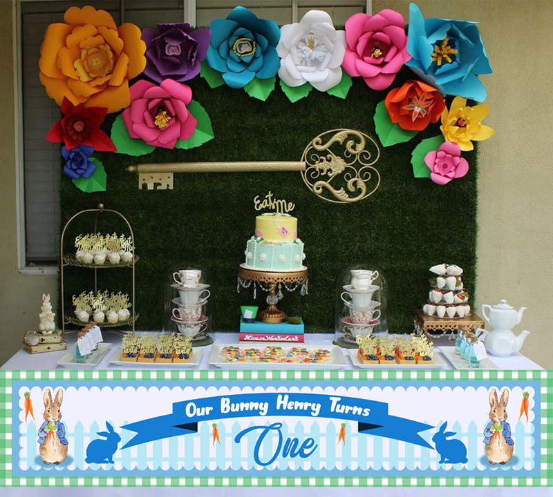 Bunny Birthday Party Long Banner for Decoration