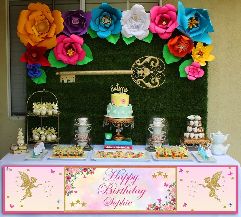 Butterflies and Fairies Theme Birthday Party Long Banner for Decoration