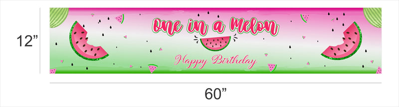 One In A Melon Birthday Party Long Banner for Decoration