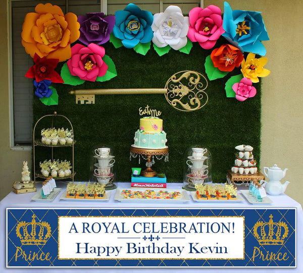 Prince Birthday Party Long Banner for Decoration