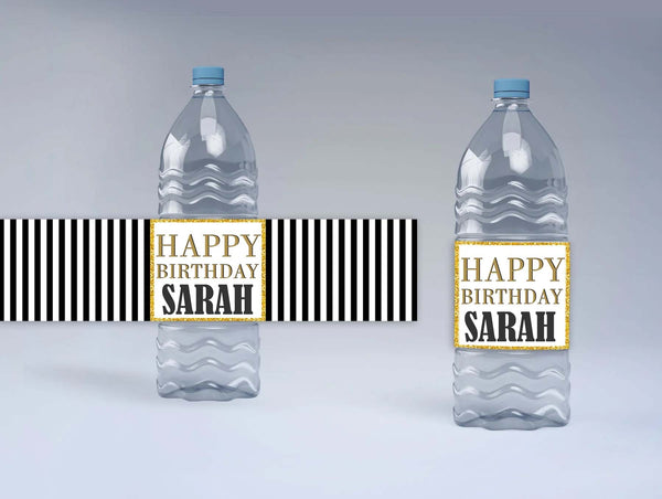 80th Birthday Theme Water Bottle Labels