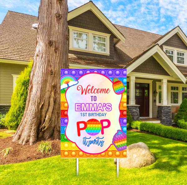 Pop It Theme Birthday Party Yard Sign/Welcome Board.