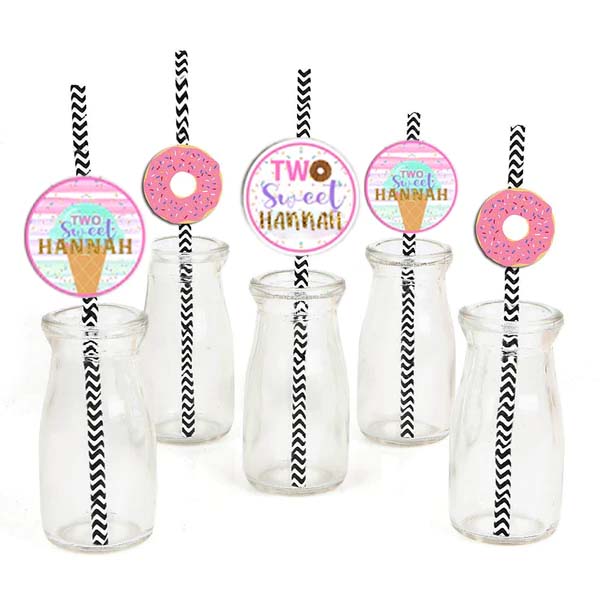 Two Sweet Birthday Party Paper Decorative Straws