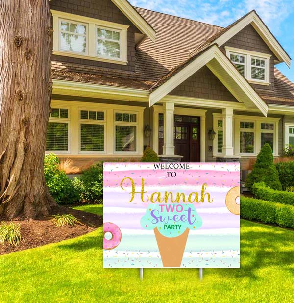 Two Sweet Theme Birthday Party Yard Sign/Welcome Board