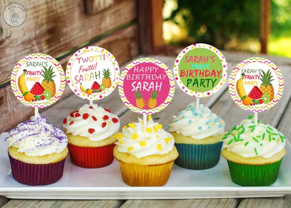 Twotti Fruity Birthday Party Cupcake Toppers for Decoration