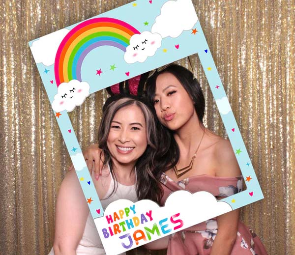 Rainbow Theme Birthday Party Selfie Photo Booth Frame