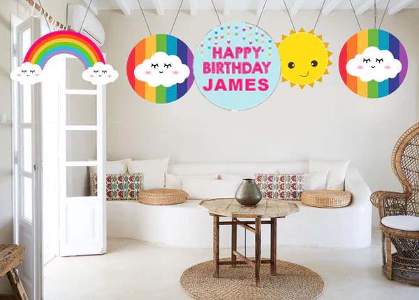 Rainbow Birthday Party Theme Hanging Set for Decoration