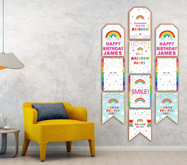 Rainbow Theme Birthday Paper Door Banner or for Wall Decoration.