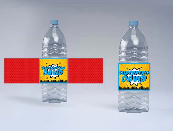 Super Hero Theme Water Bottle Labels