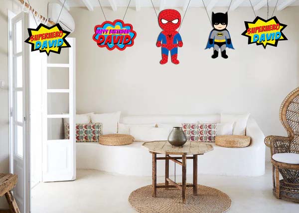 Super Hero Theme Birthday Party Theme Hanging Set for Decoration