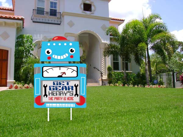 Robot Theme Birthday Party Yard Sign/Welcome Board.