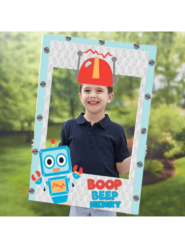 Robot Birthday Party Selfie Photo Booth Frame