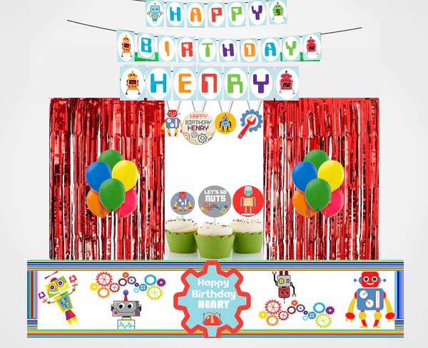 Robot Theme  Birthday Party Decoration Kit - Personalized