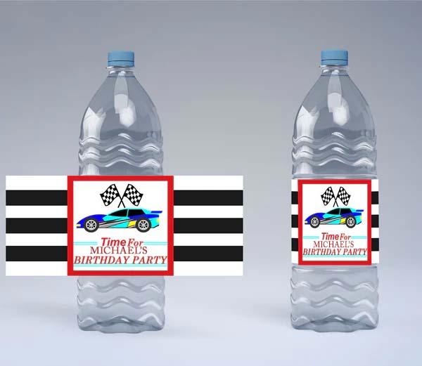 Racing Car Theme Water Bottle Labels