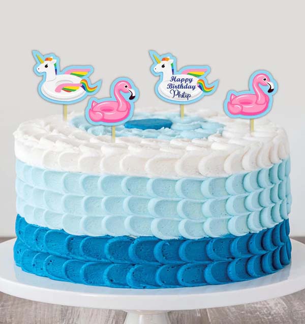 Pool Party Theme Birthday Party Cake Topper /Cake Decoration Kit