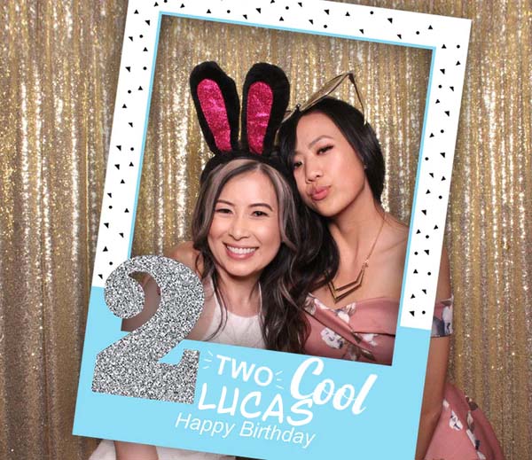 Two Cool Party Theme Birthday  Selfie Photo Booth Frame & Props