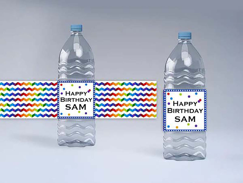 Joyful Party Theme Water Bottle Labels