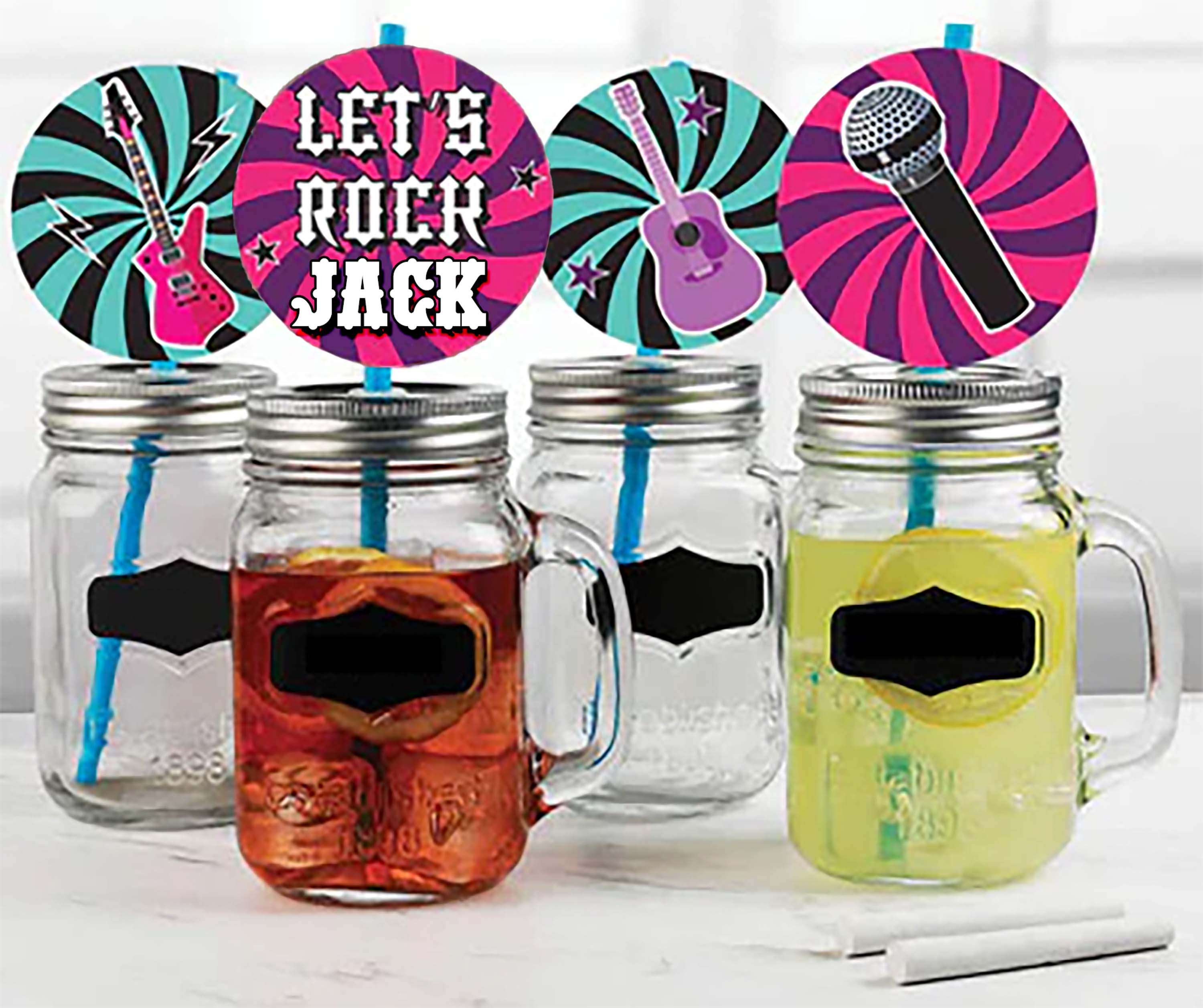 Rockstar Theme Birthday Party Paper Decorative Straws