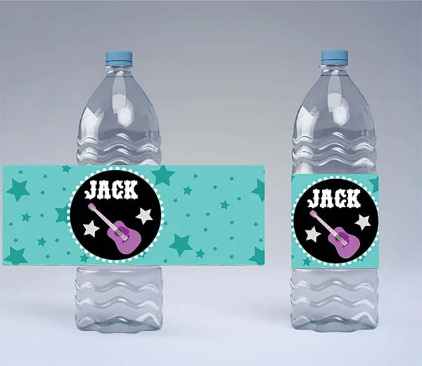 Rockstar Theme Water Bottle Labels