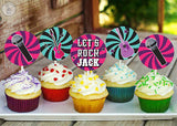 Rockstar Theme Birthday Party Cupcake Toppers for Decoration