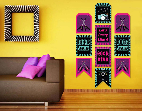 Rockstar Theme Birthday Paper Door Banner or for Wall Decoration.