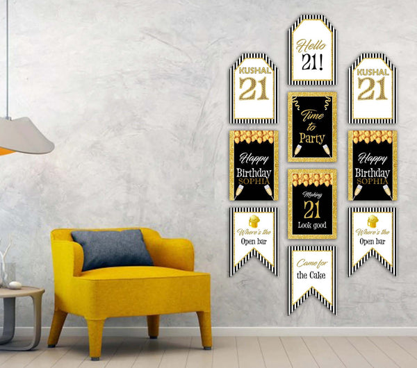 21st Theme Birthday Paper Door Banner or for Wall Decoration.