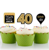 40th Theme Birthday Party Cupcake Toppers for Decoration