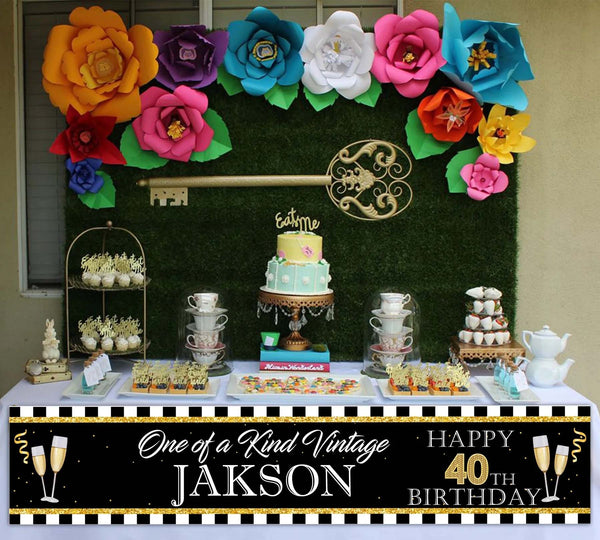 40th Theme Birthday Party Long Banner for Decoration