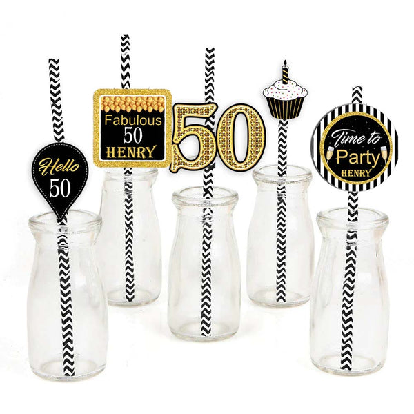 50th Theme Birthday Party Paper Decorative Straws