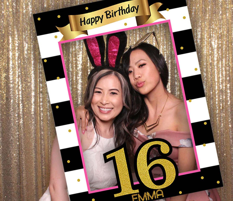 16th Theme Birthday Party Selfie Photo Booth Frame