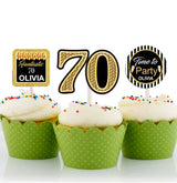 70th Theme Birthday Party Cupcake Toppers for Decoration