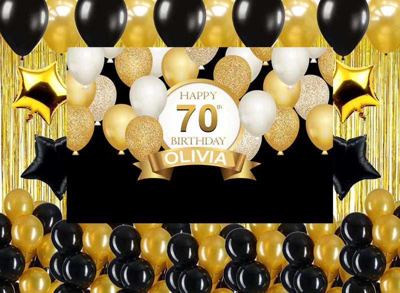 70th Birthday Party Complete Set with Personalized Backdrop