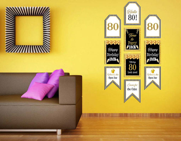 80th Theme Birthday Paper Door Banner or for Wall Decoration.