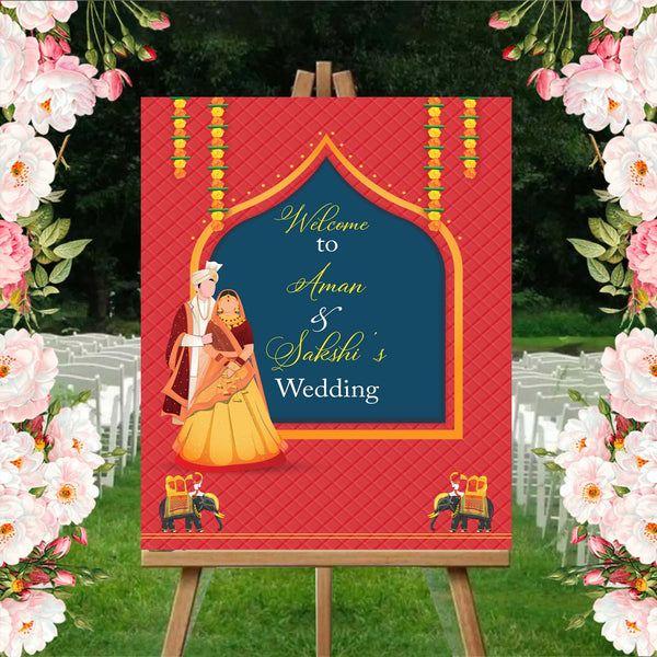 Indian Wedding Ceremony Welcome Board Sign for Decoration