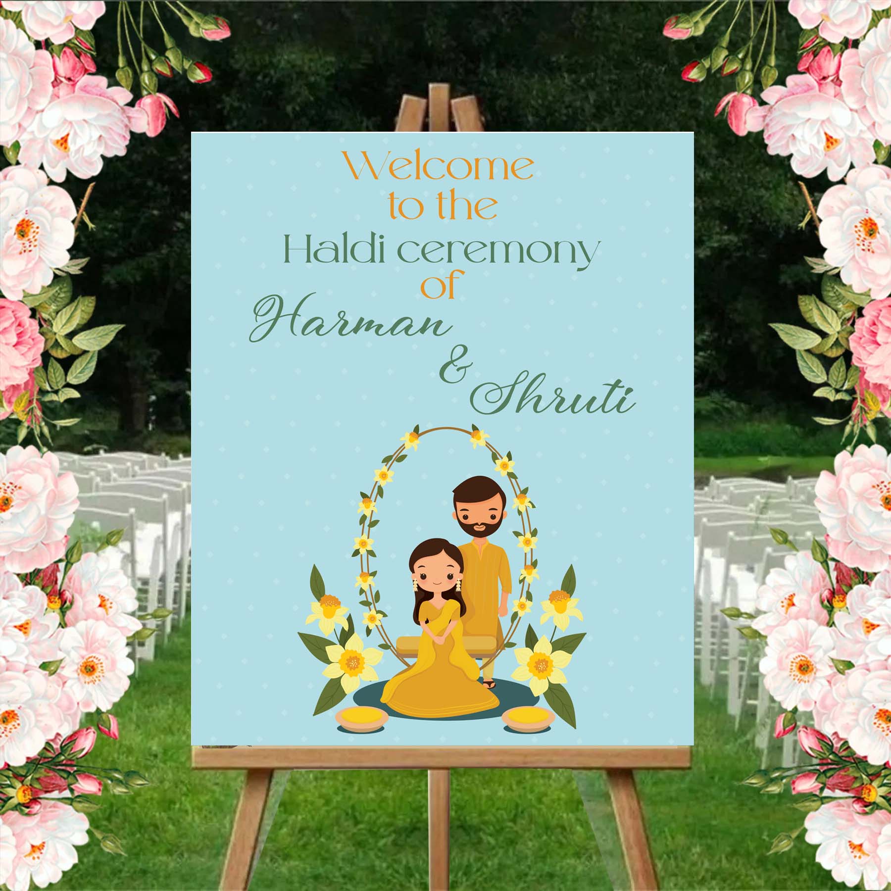 Haldi Ceremony Welcome Board for Decoration