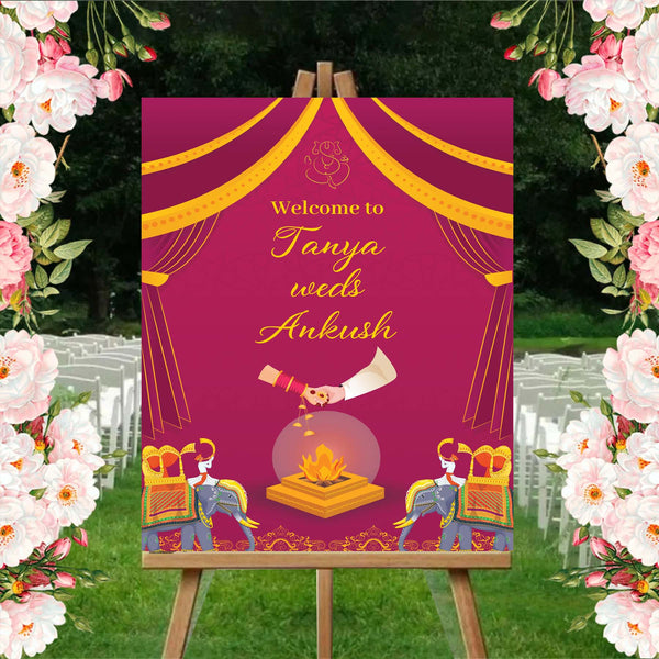 Indian Wedding Ceremony Welcome Board for Decoration