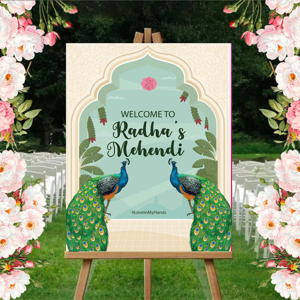 Mehndi Ceremony Signage or Welcome Board for Decoration